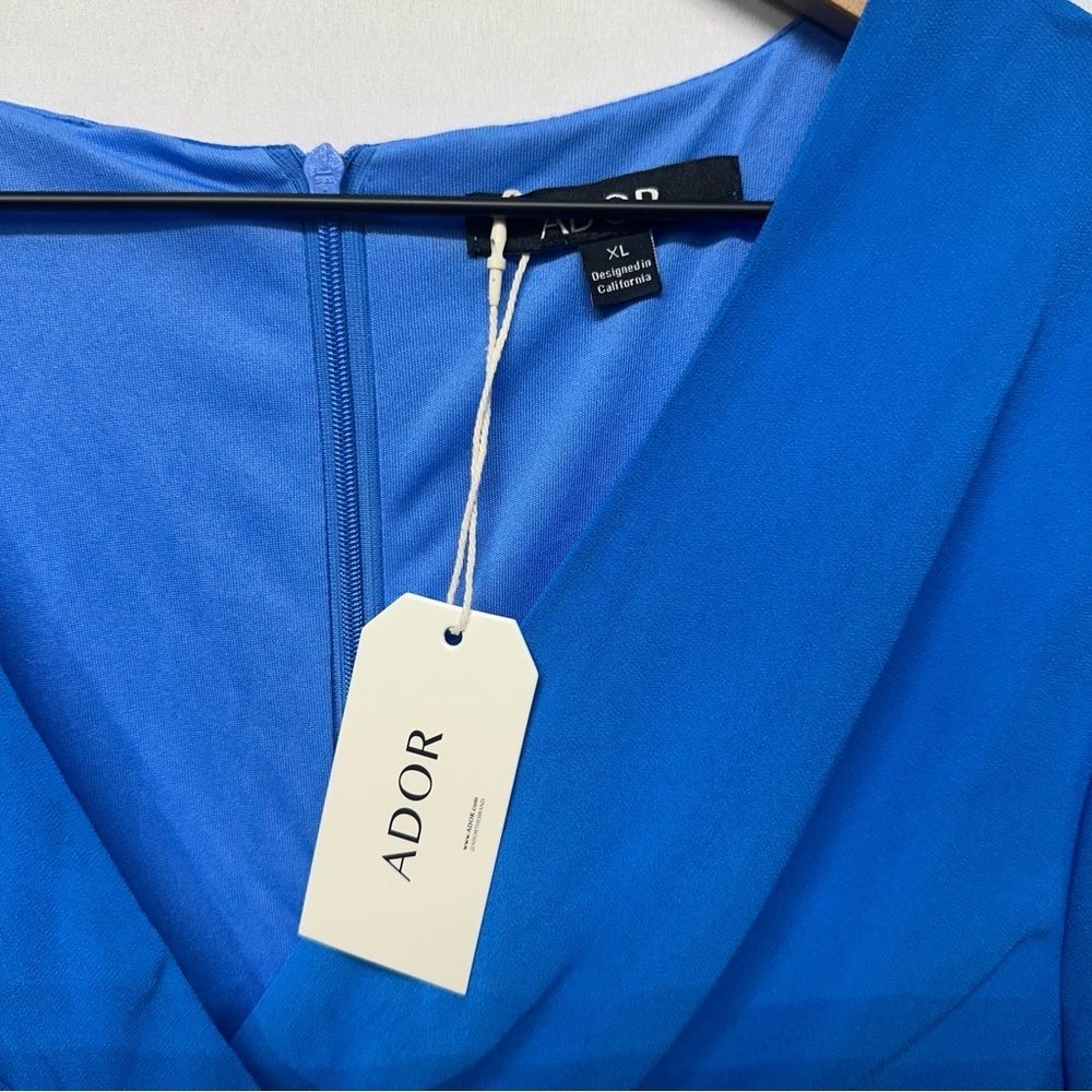 ADOR Royal Blue Chiffon Midi Dress XL NWT - Picture 2 of 7